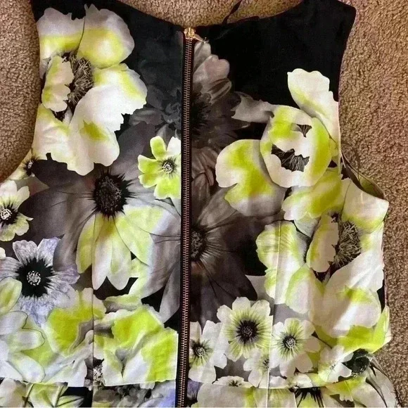 TAYLOR Just Taylor Green Gray Purple Floral Garden Party Tea Dress size 8 - Picture 5 of 5